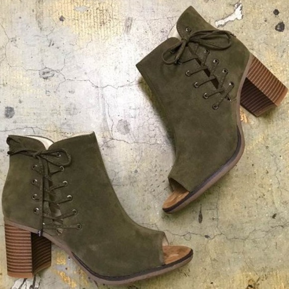 Maurices Shoes - Peep toe faux suede booties size 8.5
